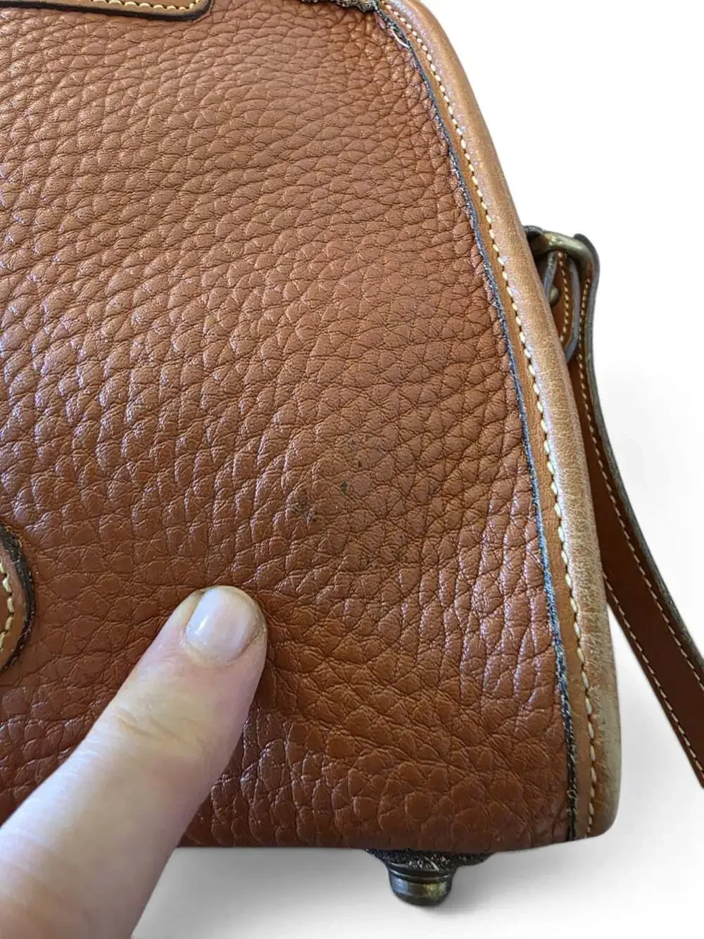 Vintage Dooney & Bourke Essex Crossbody Bag Tan All Weather Leather Made USA